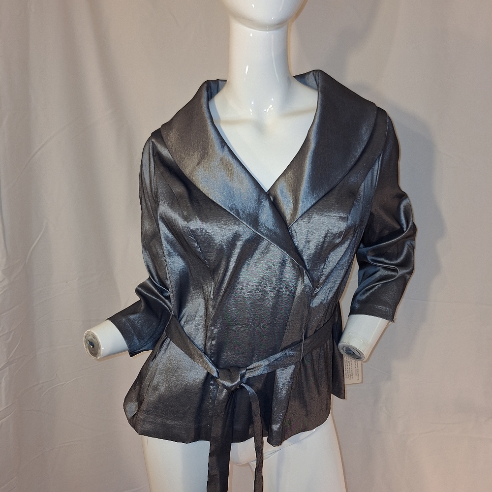 Alex Evening Brand New!Petite L- 3/4 Sleeve Surplice Blouse with Collar